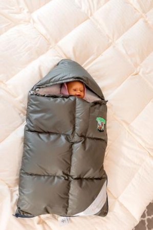 ПУХОВЫЙ КОНВЕРТ ДЛЯ НОВОРОЖДЕННОГО «СЕРЫЙ ГУСЕНОК», 80X42 СМ. 165 Г.